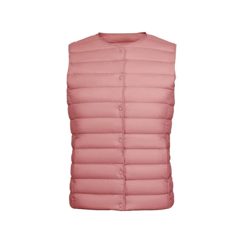 Women's Ultra-Light Down Vest 90% Matt Fabric Portable Warm Sleeveless Winter Liner Two Ways Waistcoat Jacket for Women  Warm Vests