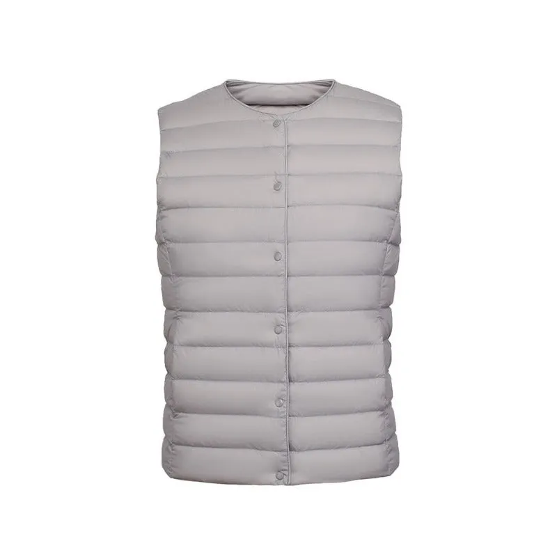 Women's Ultra-Light Down Vest 90% Matt Fabric Portable Warm Sleeveless Winter Liner Two Ways Waistcoat Jacket for Women  Warm Vests
