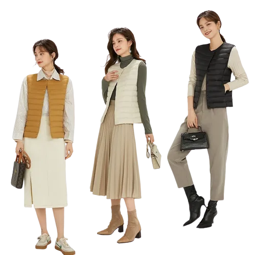 Women's Ultra-Light Down Vest 90% Matt Fabric Portable Warm Sleeveless Winter Liner Two Ways Waistcoat Jacket for Women  Warm Vests