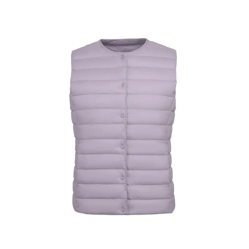 Women's Ultra-Light Down Vest 90% Matt Fabric Portable Warm Sleeveless Winter Liner Two Ways Waistcoat Jacket for Women  Warm Vests