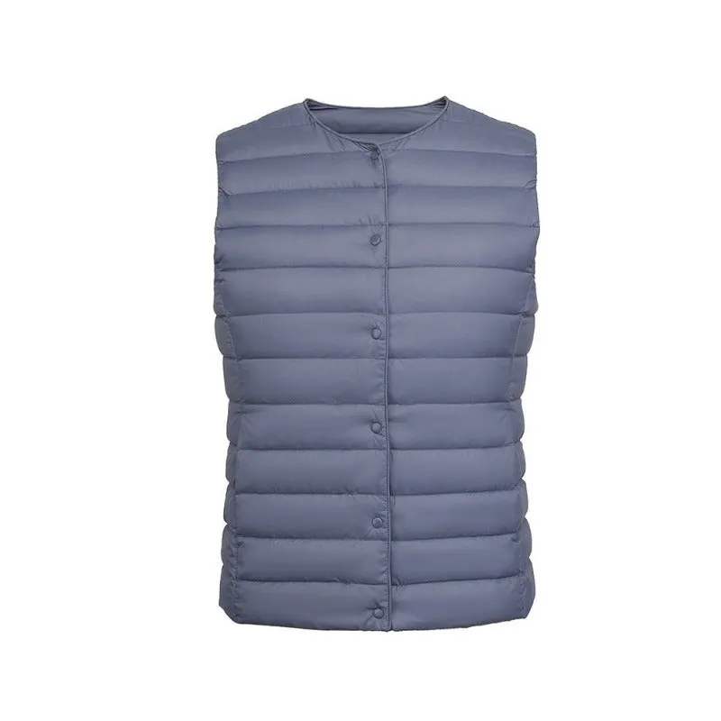 Women's Ultra-Light Down Vest 90% Matt Fabric Portable Warm Sleeveless Winter Liner Two Ways Waistcoat Jacket for Women  Warm Vests