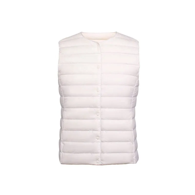 Women's Ultra-Light Down Vest 90% Matt Fabric Portable Warm Sleeveless Winter Liner Two Ways Waistcoat Jacket for Women  Warm Vests