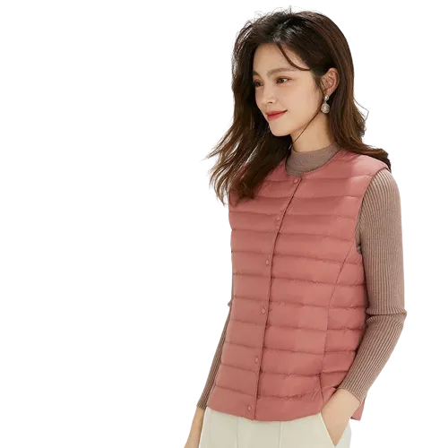Women's Ultra-Light Down Vest 90% Matt Fabric Portable Warm Sleeveless Winter Liner Two Ways Waistcoat Jacket for Women  Warm Vests