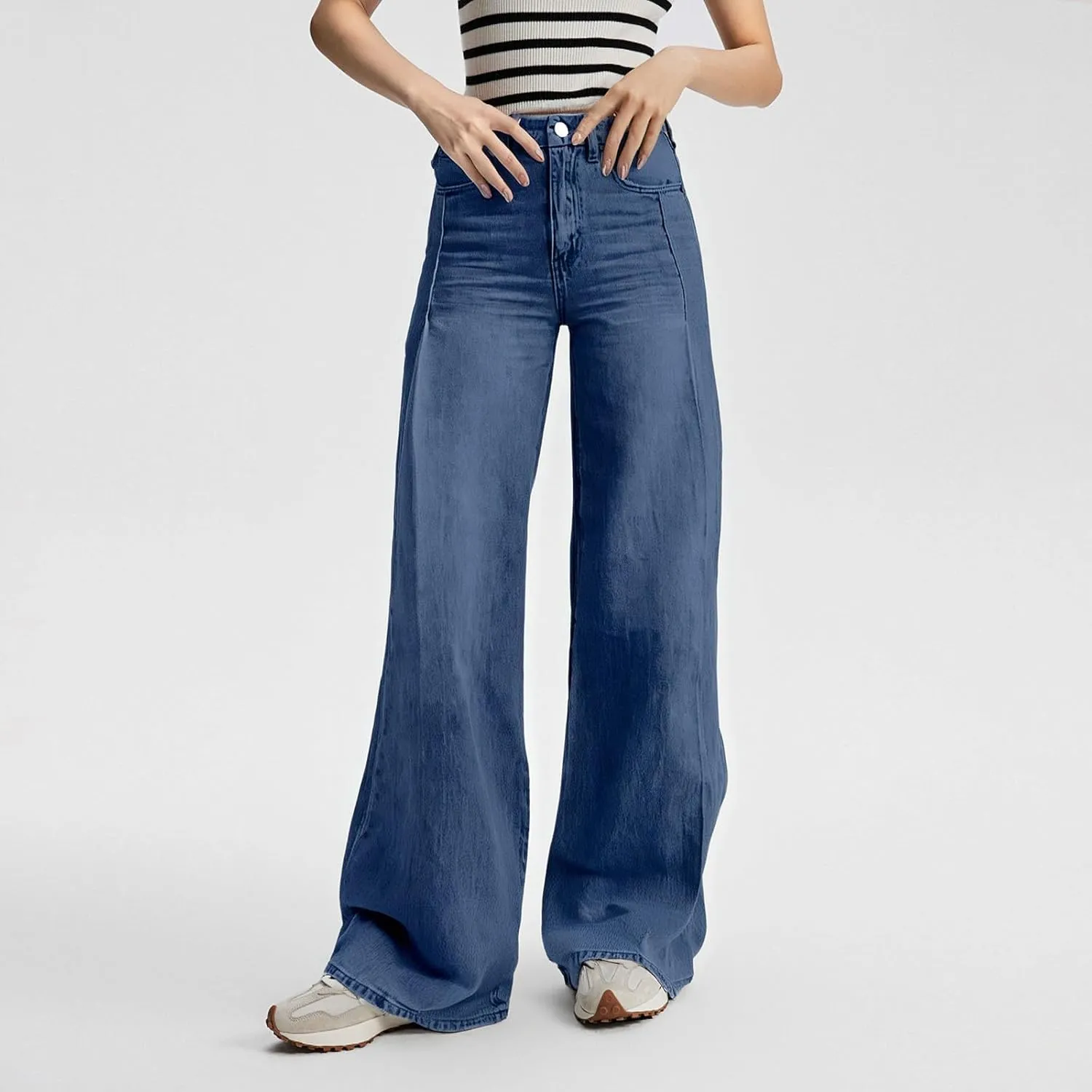 Womens Wide Leg Jeans Baggy High Waisted Stretch 90S Vintage Boyfriend Loose Denim Pant with Pockets