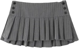 Women's Y2k Pinstripe Low Rise Short Pleated Mini Skirt