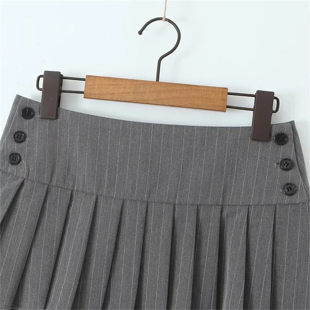 Women's Y2k Pinstripe Low Rise Short Pleated Mini Skirt