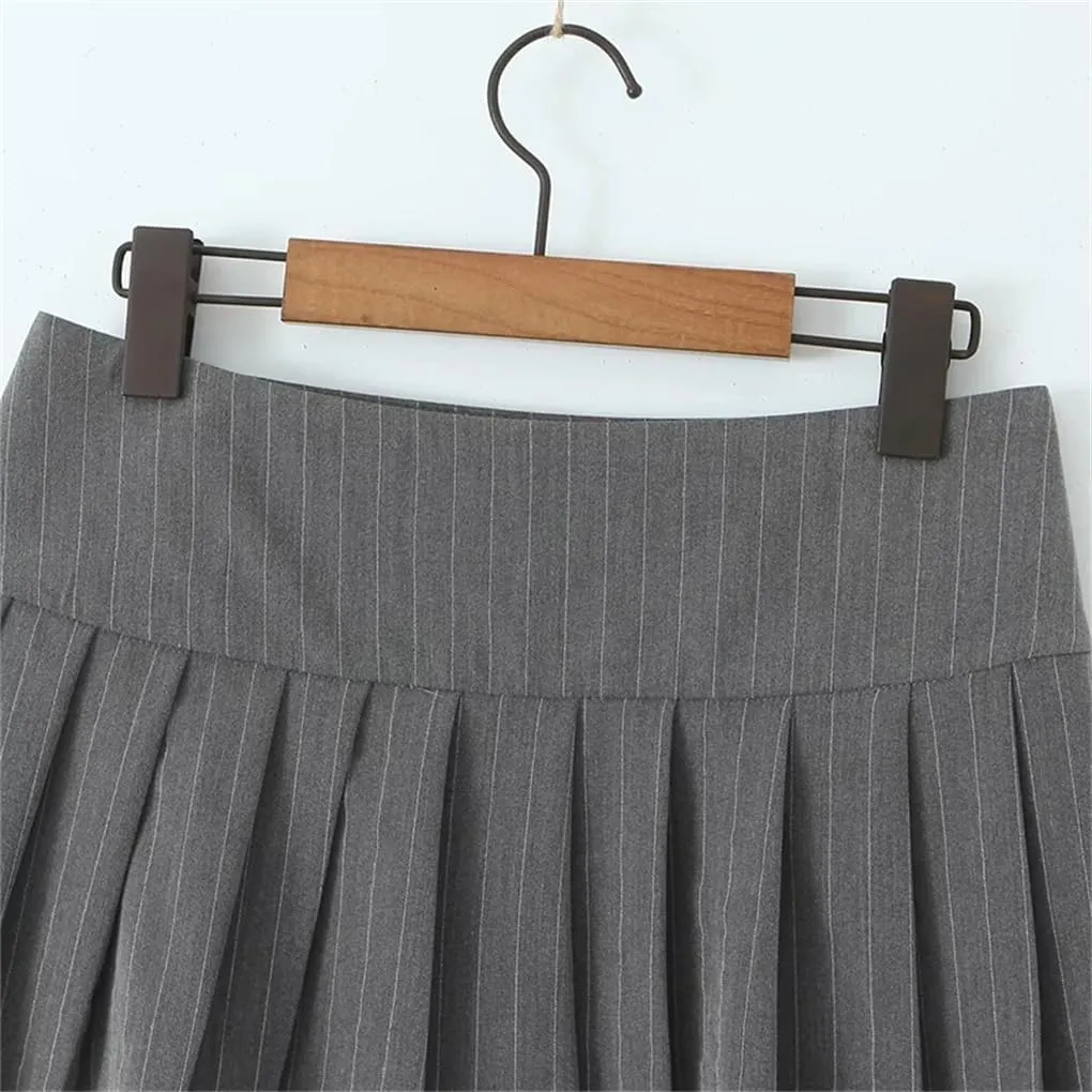 Women's Y2k Pinstripe Low Rise Short Pleated Mini Skirt