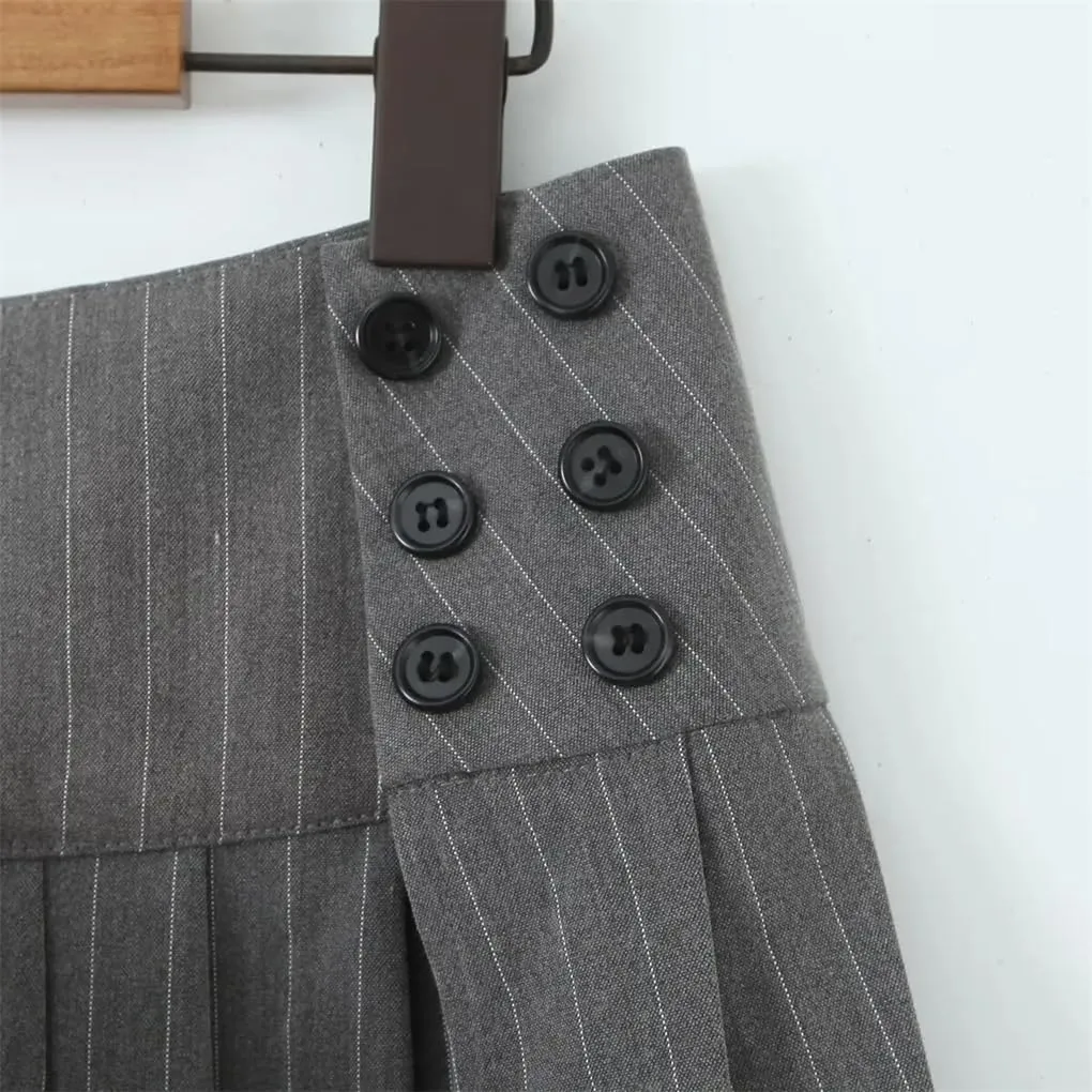Women's Y2k Pinstripe Low Rise Short Pleated Mini Skirt