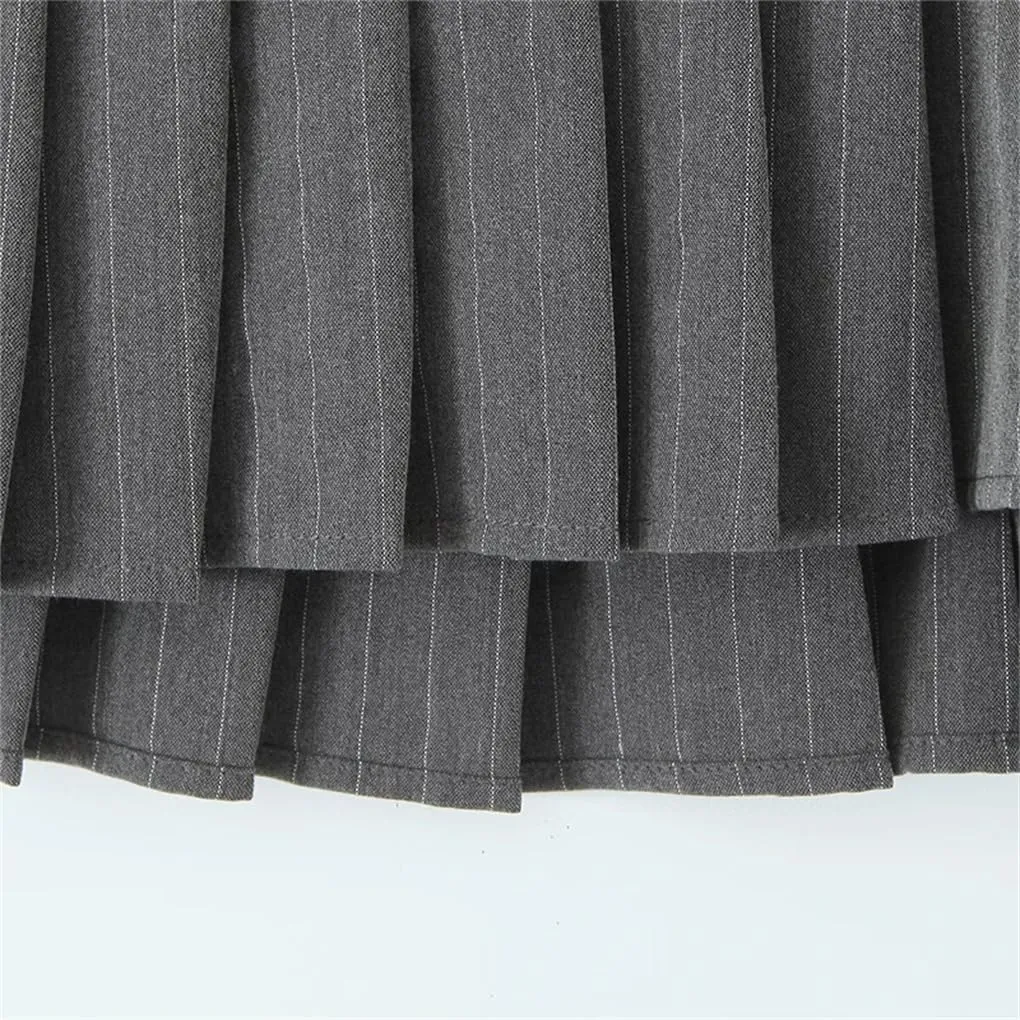 Women's Y2k Pinstripe Low Rise Short Pleated Mini Skirt