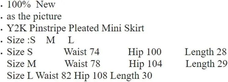 Women's Y2k Pinstripe Low Rise Short Pleated Mini Skirt