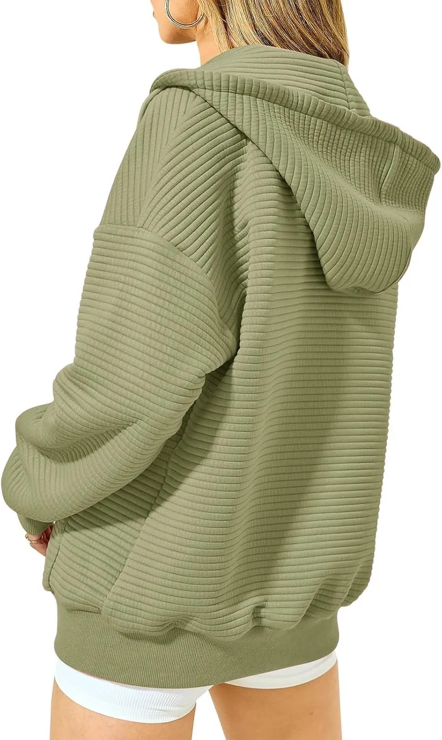 Womens Zip Up Hoodies Y2k Long Sleeve Cute Trendy Fleece Jacket Comfort Loose Fit Oversized Sweatshirt with Pockets