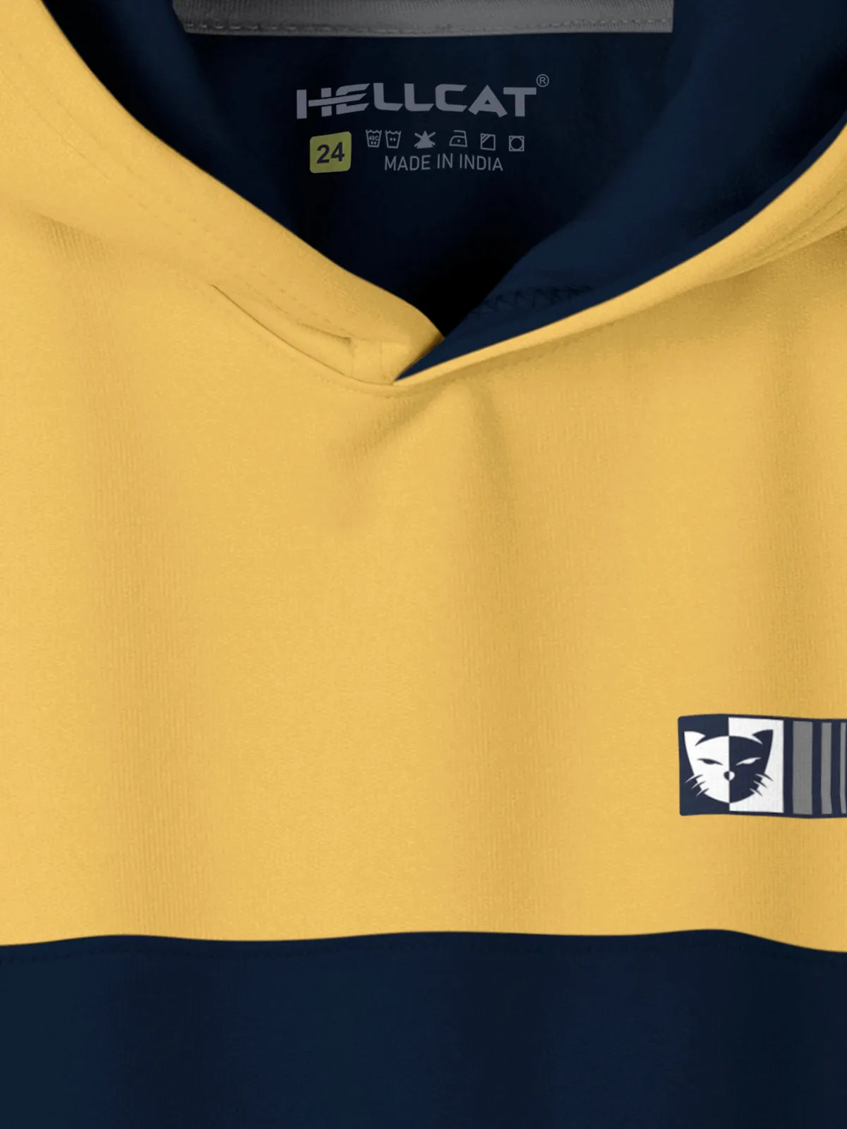 Yellow Colourblocked Cotton Blend Hoodie T-shirts For Boys