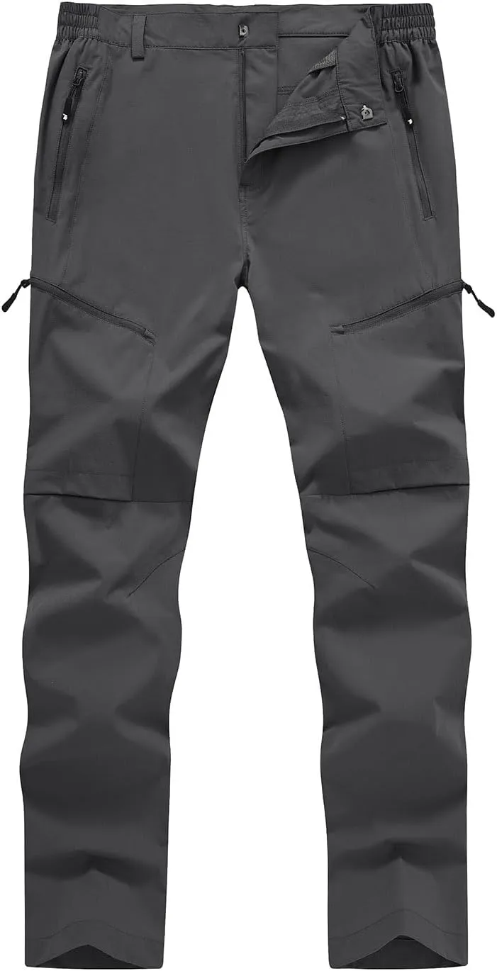 YSENTO Men's Cargo Hiking Pants Lightweight 5 Zipper Pockets Stretch Quick Dry Camping Fishing Travel Pants