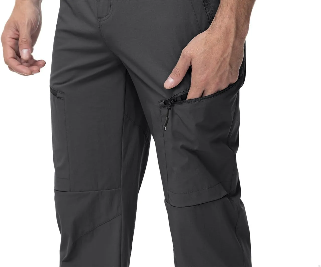 YSENTO Men's Cargo Hiking Pants Lightweight 5 Zipper Pockets Stretch Quick Dry Camping Fishing Travel Pants