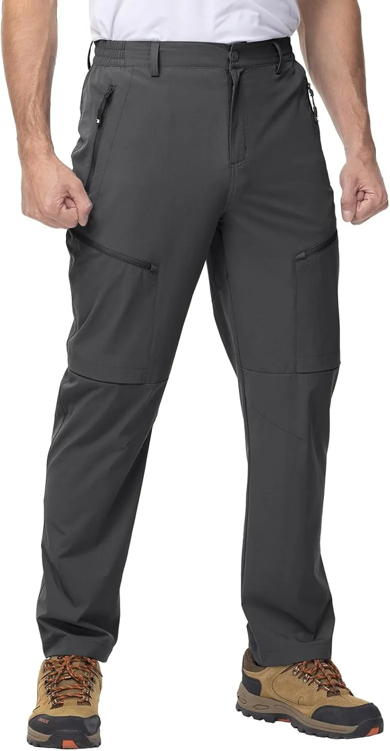 YSENTO Men's Cargo Hiking Pants Lightweight 5 Zipper Pockets Stretch Quick Dry Camping Fishing Travel Pants