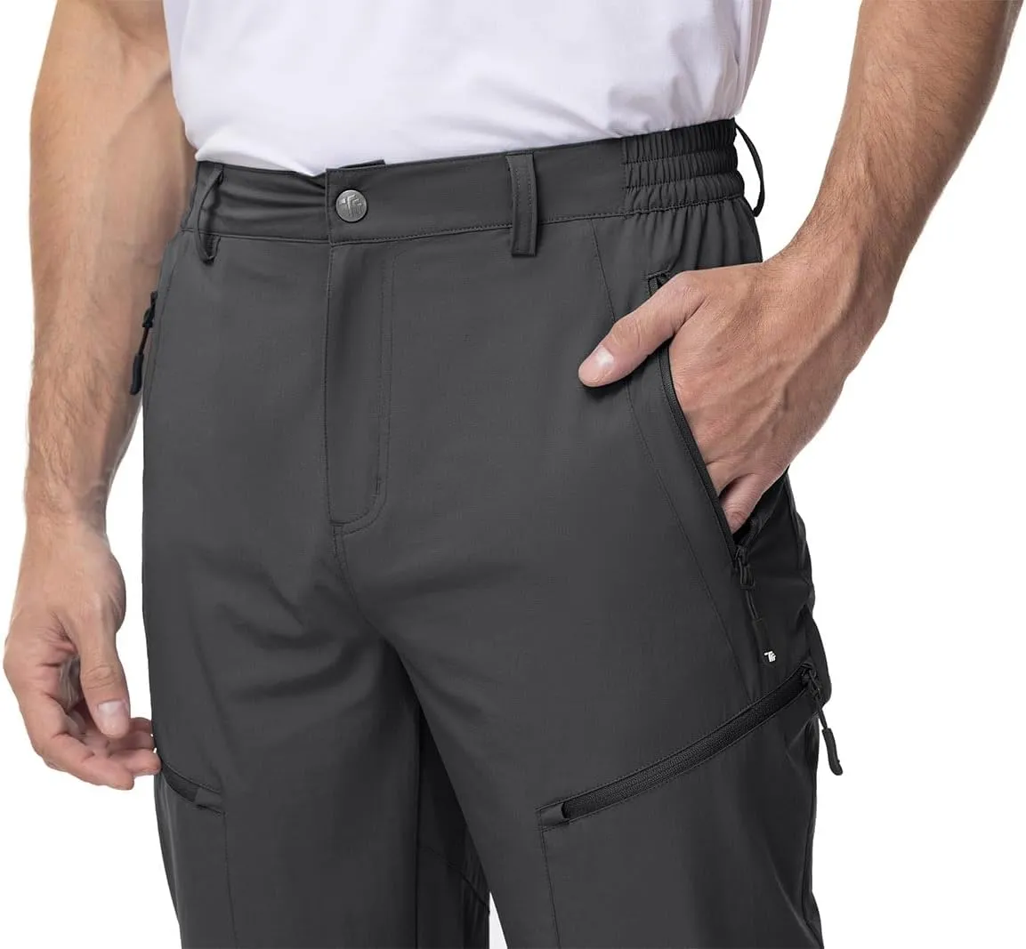YSENTO Men's Cargo Hiking Pants Lightweight 5 Zipper Pockets Stretch Quick Dry Camping Fishing Travel Pants