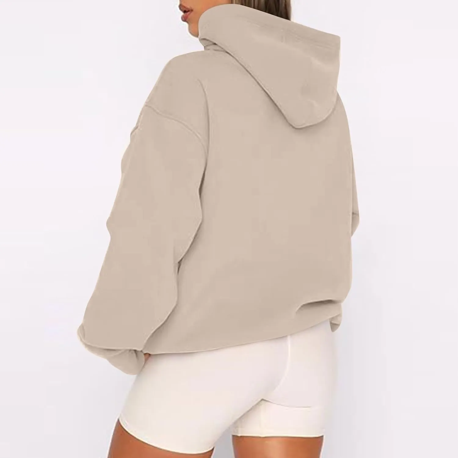 Zip Up Hoodie Women Oversized Fleece Jacket Drawstring Cute Hoodies Y2k Lightweight Fall Sweatshirts with Pockets